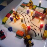 Lego Birthday Cake Using Chocolate Mold Legos